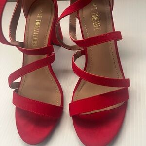 Red Suede Strappy block heels
